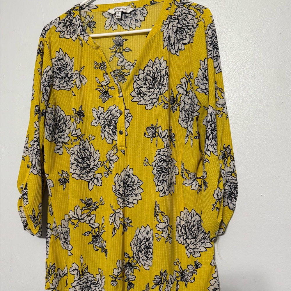 Emily Daniels Vibrant Yellow Floral Blouse